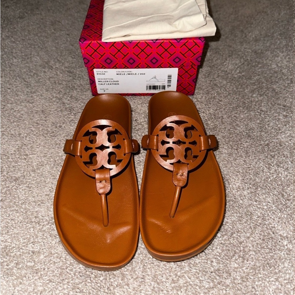 Tory Burch Miller Cloud Leather Thong Sandals